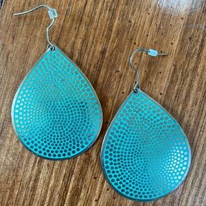 Gold & Green Teardrop Earrings